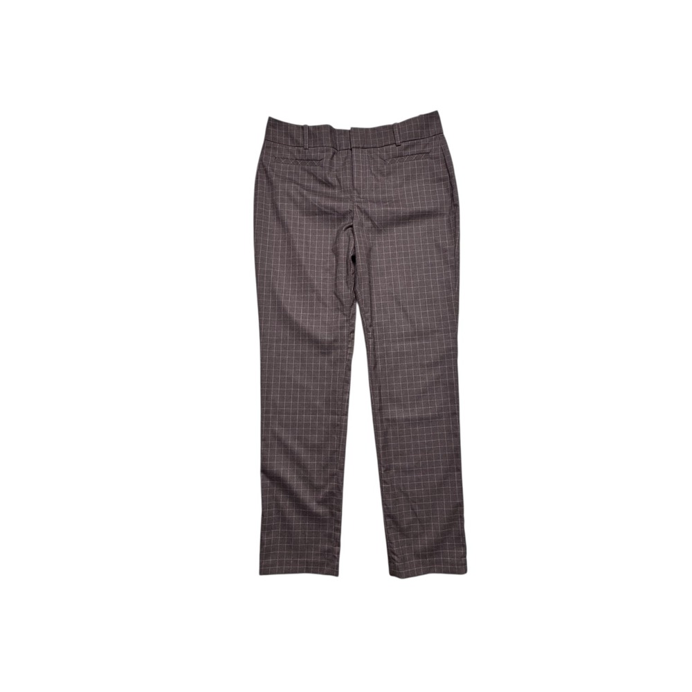 Calvin Klein Modern Essential Plaid Dress Pants Sz 10 Slim Leg Brown Windowpane‎
